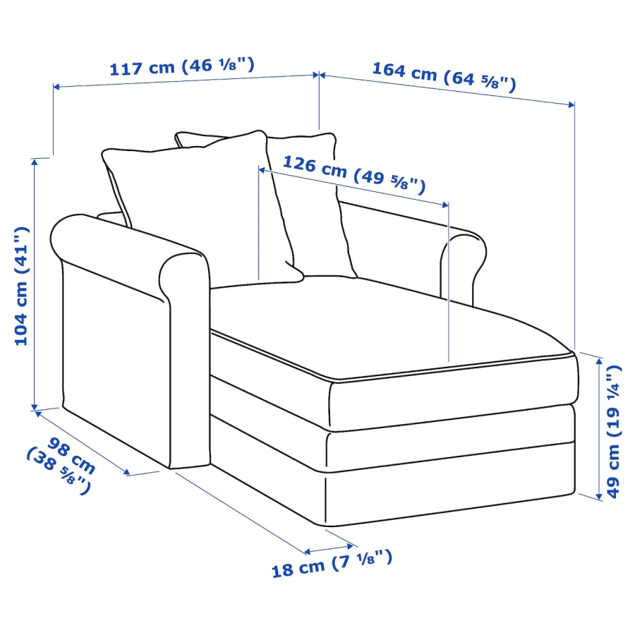 Кресло-кровать - IKEA GRÖNLID/GRONLID/ГРЕНЛИД/ГРЁНЛИД ИКЕА, 49х117х164 см, чёрный (изображение №7)