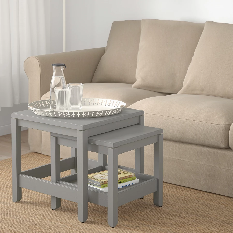 Столы - IKEA HAVSTA/ХАВСТА ИКЕА, 48х50х50/41х42х42 см, серый (изображение №2)