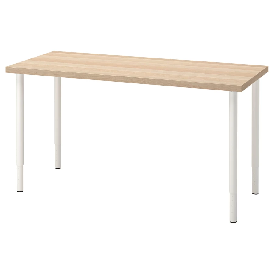 Письменный стол - IKEA LAGKAPTEN/OLOV, 140х60х63-93 см, под беленый дуб/белый, ЛАГКАПТЕН/ОЛОВ ИКЕА (изображение №1)
