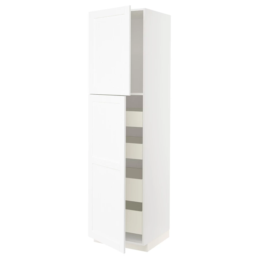Высокий шкаф - IKEA METOD/MAXIMERA/МЕТОД/МАКСИМЕРА ИКЕА, 60х60х220 см, белый (изображение №1)