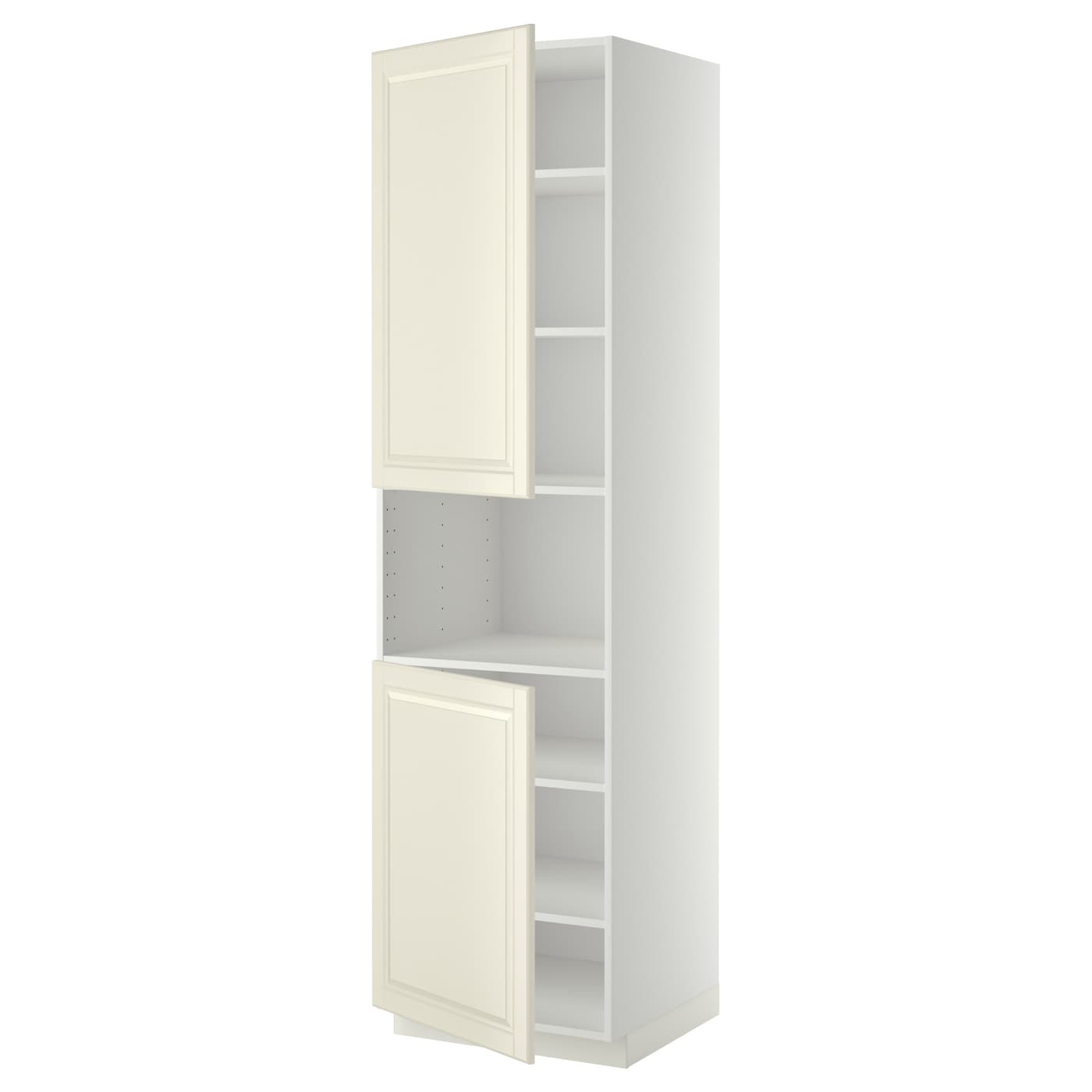Высокий кухонный шкаф с полками - IKEA METOD/МЕТОД ИКЕА, 220х60х60 см, белый/кремовый