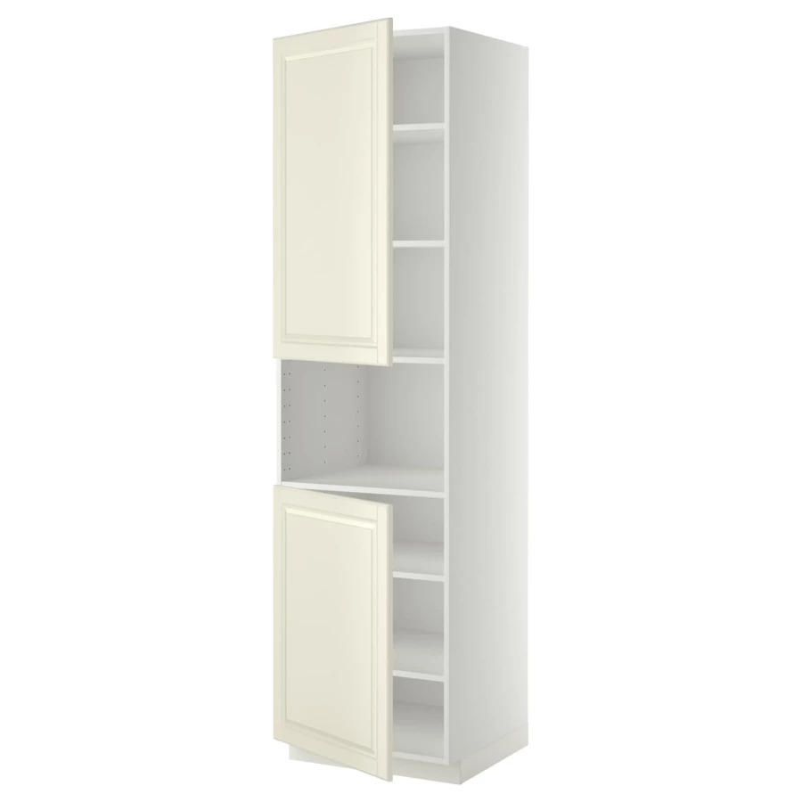 Высокий кухонный шкаф с полками - IKEA METOD/МЕТОД ИКЕА, 220х60х60 см, белый/кремовый (изображение №1)
