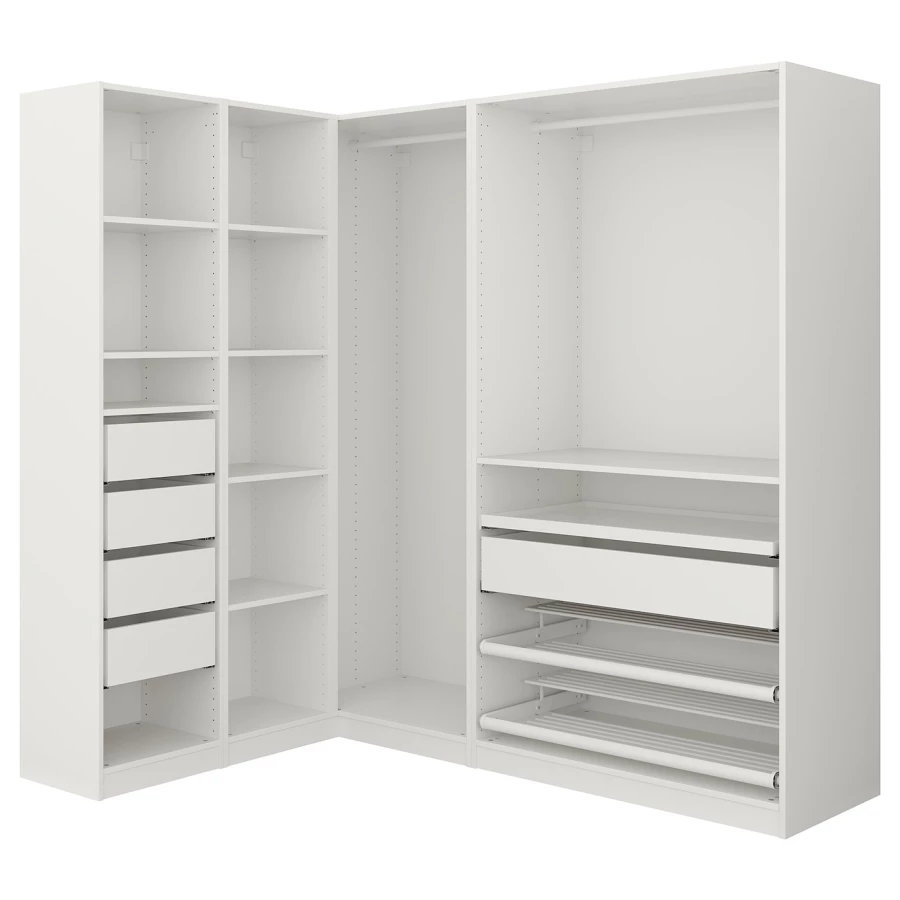 Угловой шкаф - IKEA PAX/ПАКС ИКЕА, 160,3х187,8х201,2 см, белый (изображение №1)