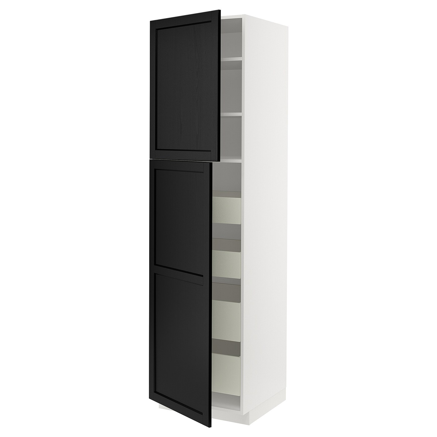 Высокий шкаф с ящиками - IKEA METOD/MAXIMERA/МЕТОД/МАКСИМЕРА ИКЕА, 220х60х60 см, черный/белый