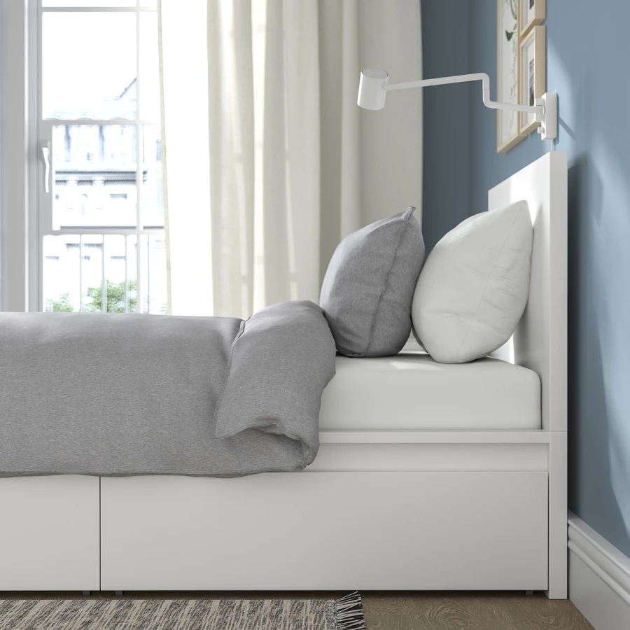 Каркас кровати с 2 ящиками для хранения - IKEA MALM/LURÖY/LUROY, 200х120 см, белый, МАЛЬМ/ЛУРОЙ ИКЕА (изображение №5)