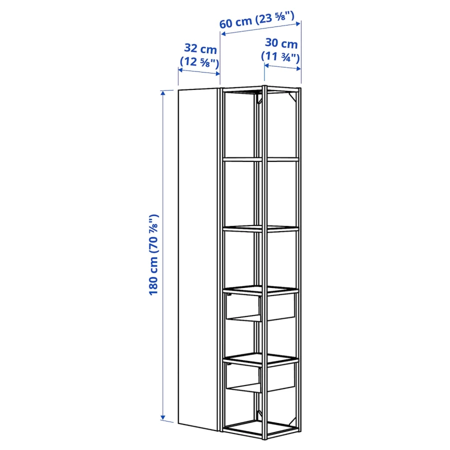 Стеллаж - IKEA ENHET, 60х32х180 см, белый, ЭНХЕТ ИКЕА (изображение №4)
