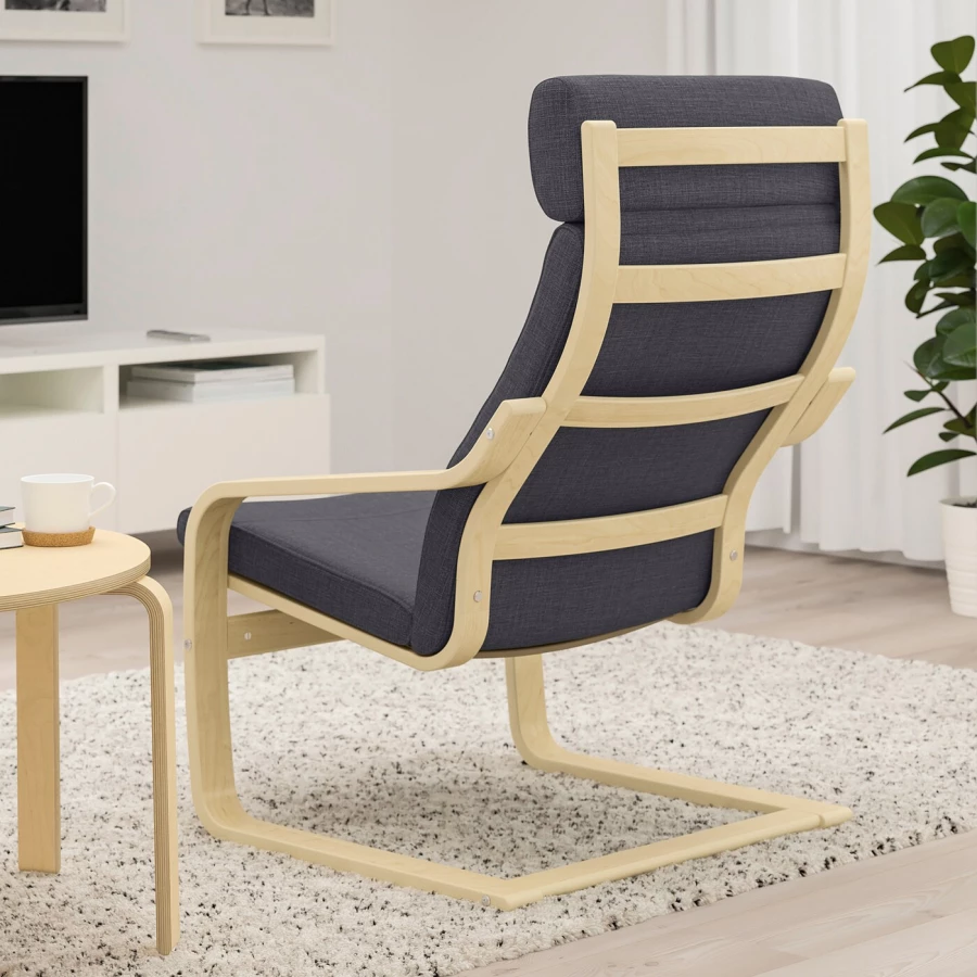 Кресло-качалка - IKEA POÄNG/POANG/ПОЭНГ ИКЕА, 68х82х100 см, темно-серый (изображение №3)