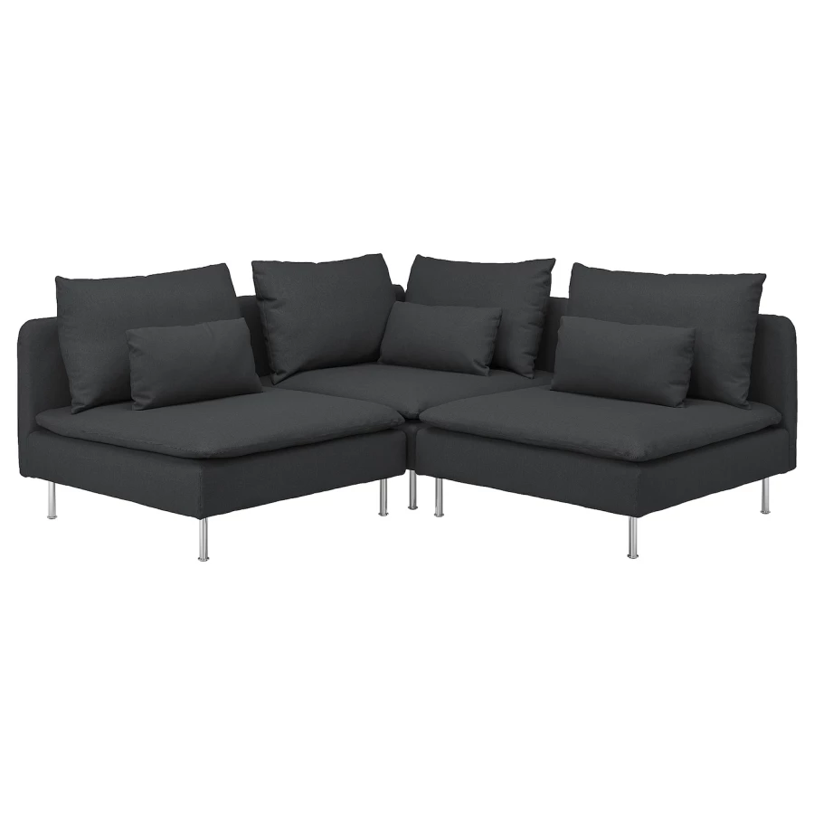 3-местный диван - IKEA SÖDERHAMN/SODERHAMN, 99x192см, черный, СЕДЕРХАМН ИКЕА (изображение №1)