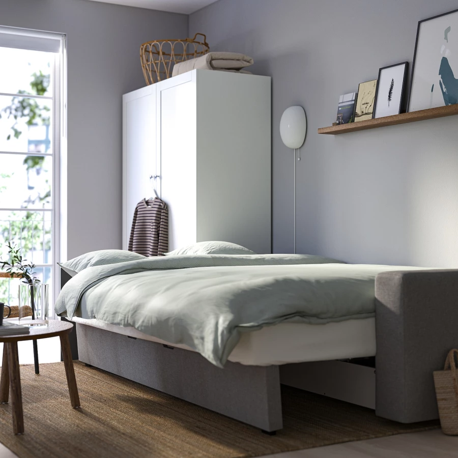 3-местный диван-кровать - IKEA BÅRSLÖV/BARSLOV/БЁРСЛОВ ИКЕА, 236х109х86 см, серый (изображение №7)