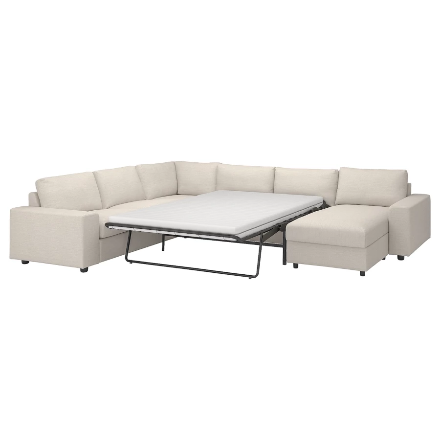 Угловой диван-кровать с шезлонгом - IKEA VIMLE/ВИМЛЕ ИКЕА, 256/356х68х164 см, белый (изображение №1)