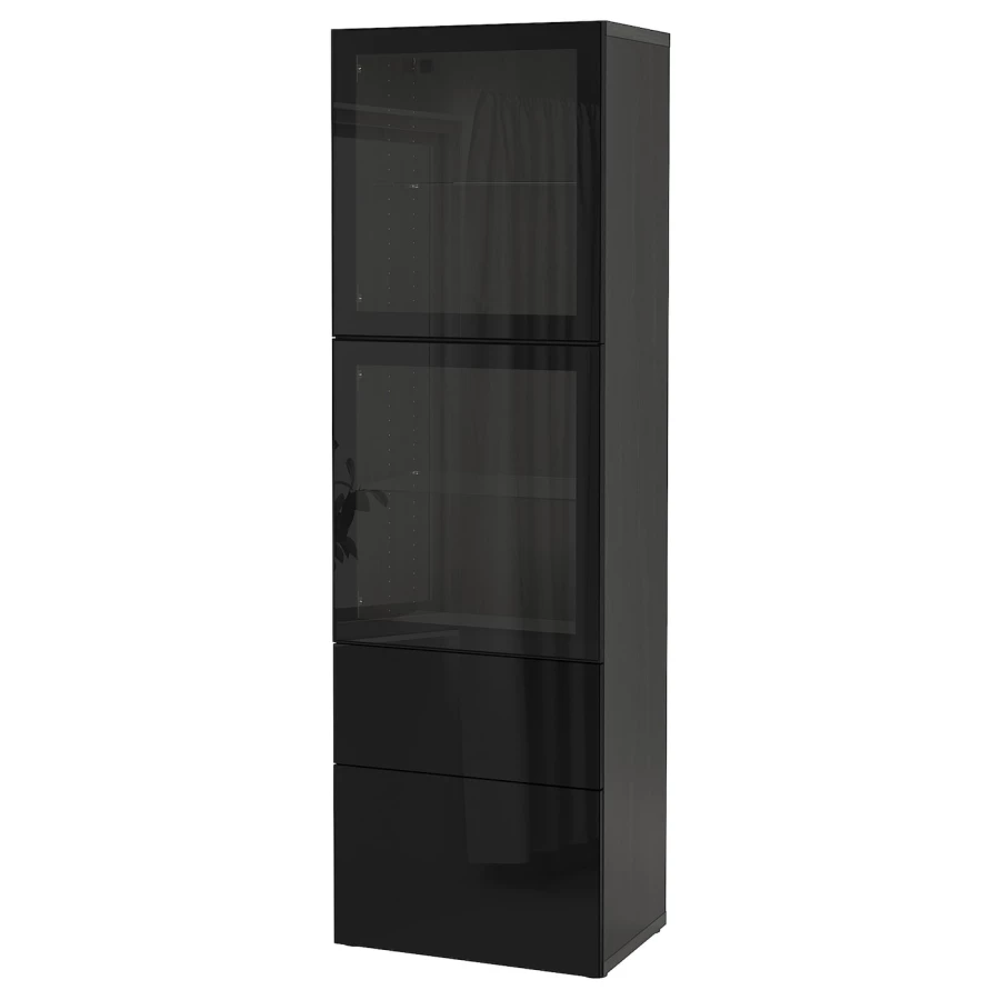 Книжный шкаф - BESTÅ/ BESTА IKEA/ БЕСТА/БЕСТО ИКЕА, 193х60 см,  черный (изображение №1)