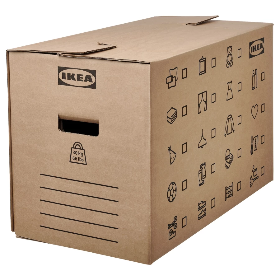 Коробка с крышкой - DUNDERGUBBE IKEA/ ДУНДЕРГУББЕ ИКЕА, 64х34х40 см, бежевый (изображение №1)