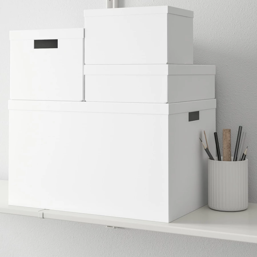 Коробка с крышкой - TJENA IKEA/ ТЬЕНА ИКЕА, 50х35х30 см,  белый (изображение №4)