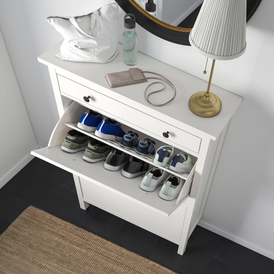 Обувной шкаф/хранение - IKEA HEMNES/ХЕМНЭС ИКЕА, 89x127 см, белый (изображение №3)