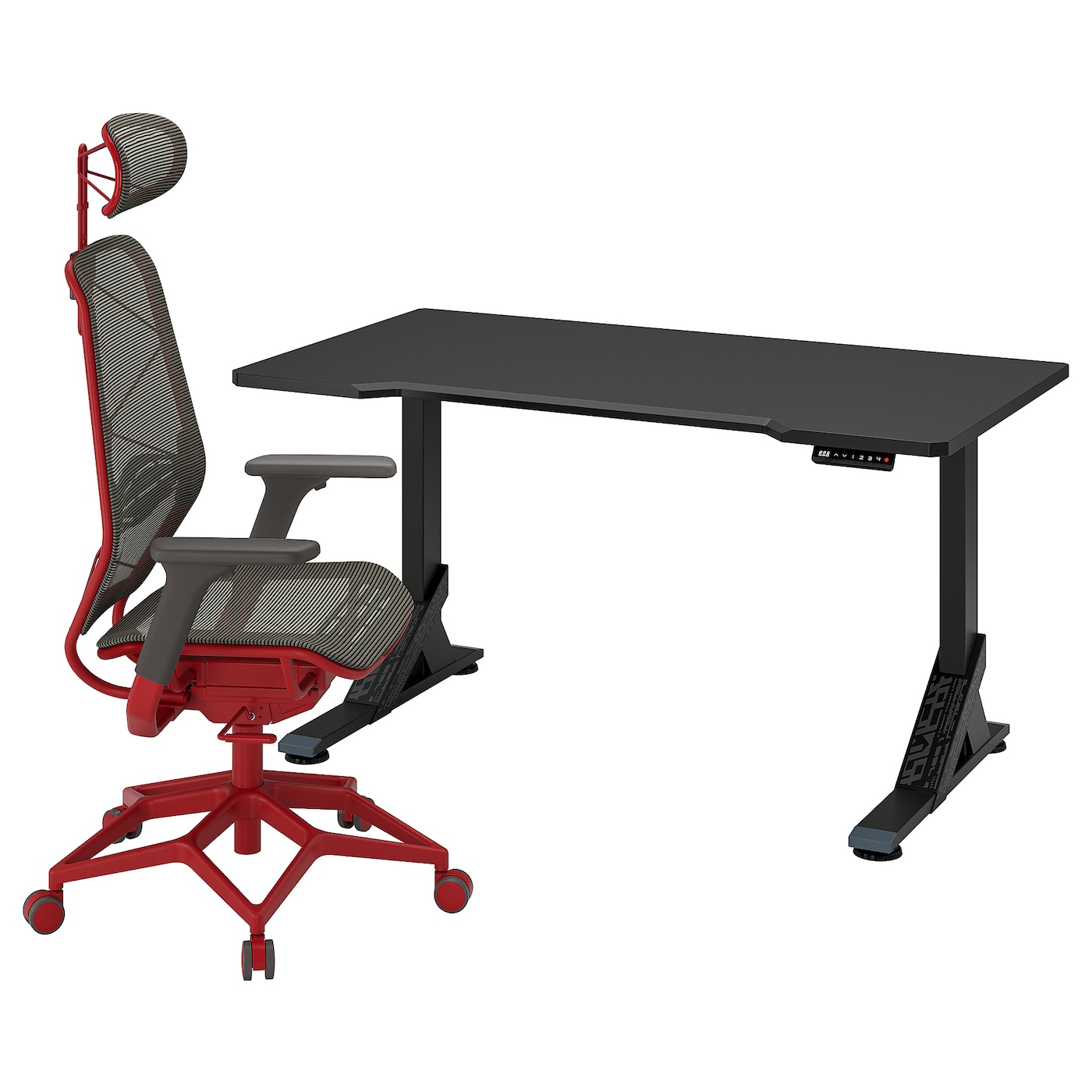 Игровой стол и стул - IKEA UPPSPEL/STYRSPEL, черный, 140х80 см, УППСПЕЛ/СТИРСПЕЛ ИКЕА