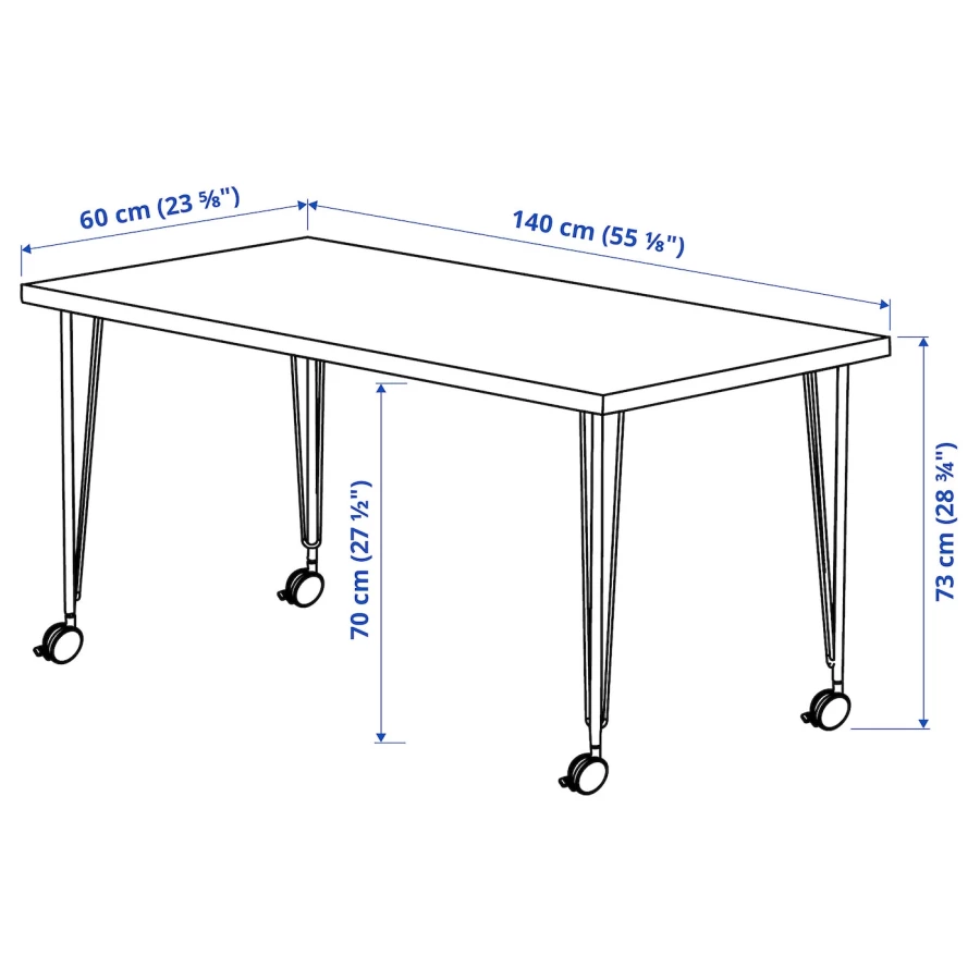 Письменный стол - IKEA MITTCIRKEL/KRILLE/МИТЦИРКЕЛЬ/КРИЛЛЕ ИКЕА, 140х60 см, сосна/черный (изображение №2)