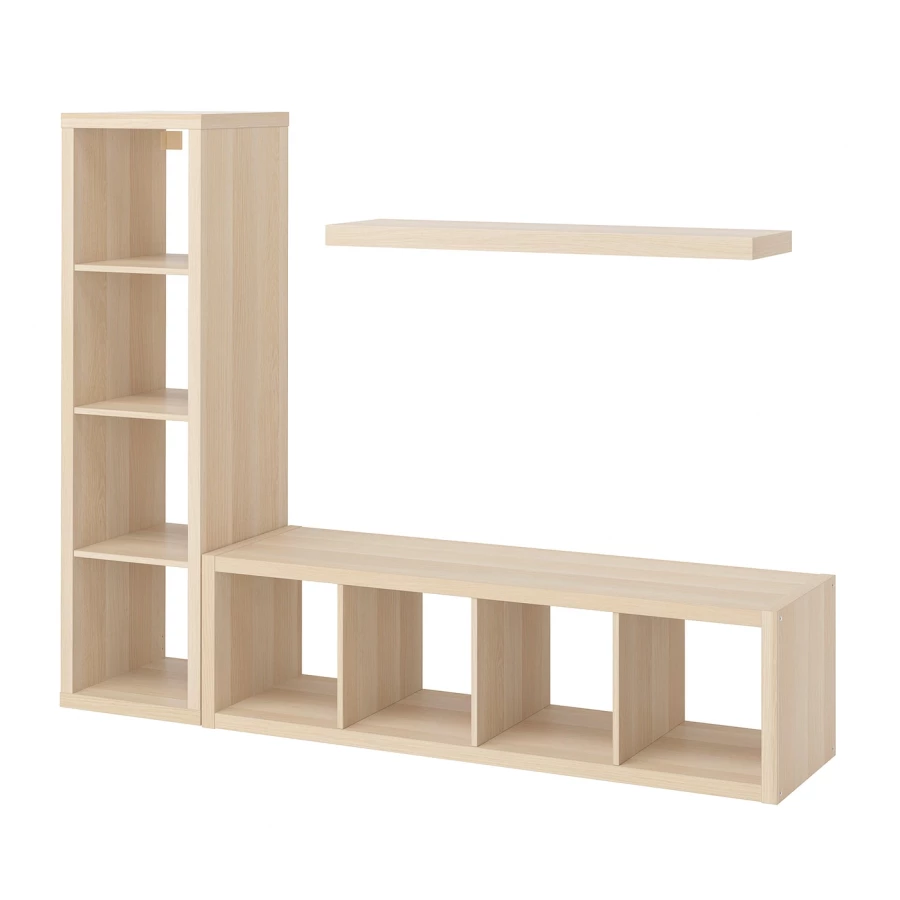 Тумба под телевизор - IKEA KALLAX/LACK, 189х39х147 см, под беленый дуб, КАЛЛАКС/ЛАКК ИКЕА (изображение №1)