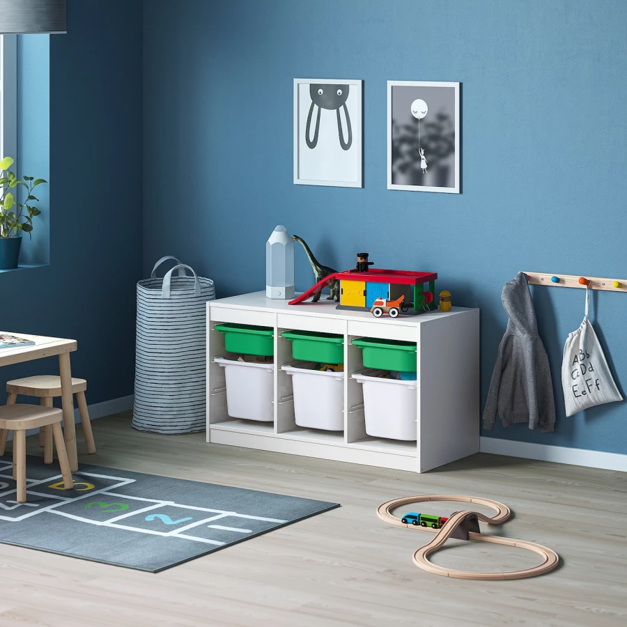 Стеллаж - IKEA TROFAST, 99х44х56 см, белый/зеленый, ТРУФАСТ ИКЕА (изображение №2)