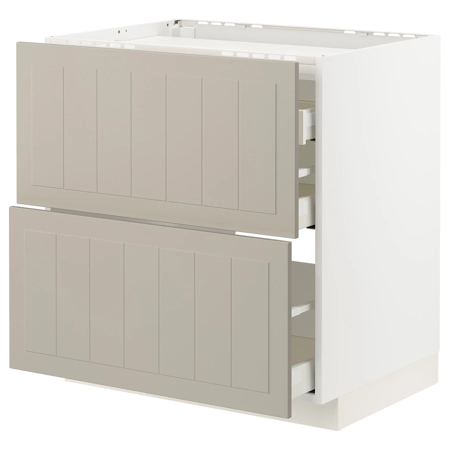 Напольный кухонный шкаф - IKEA METOD MAXIMERA, 88x62x80см, белый/темно-бежевый, МЕТОД МАКСИМЕРА ИКЕА (изображение №1)