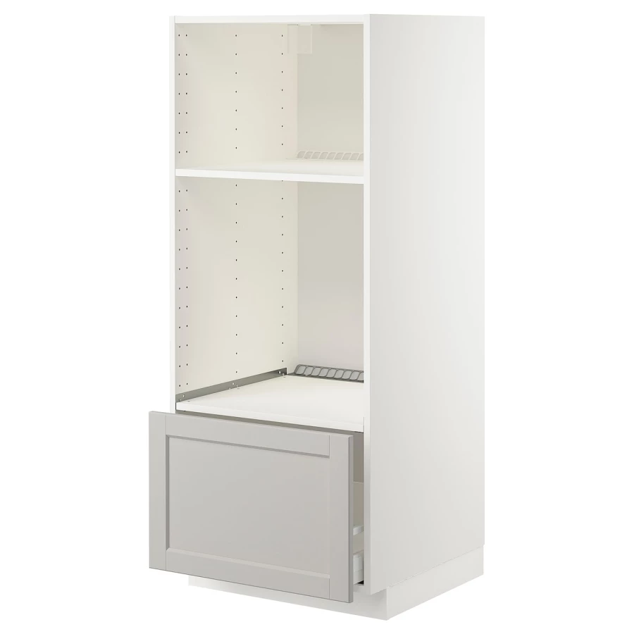 Напольный кухонный шкаф - IKEA METOD/МЕТОД ИКЕА, 140х60х60 см, белый/серый (изображение №1)