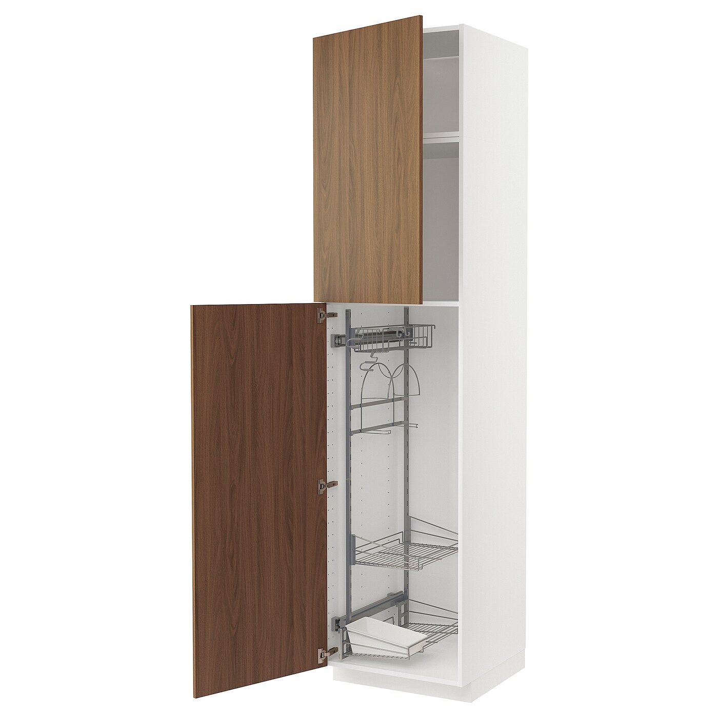 Высокий кухонный шкаф/бытовой - IKEA METOD/МЕТОД ИКЕА, 240х60х60 см, белый/коричневый