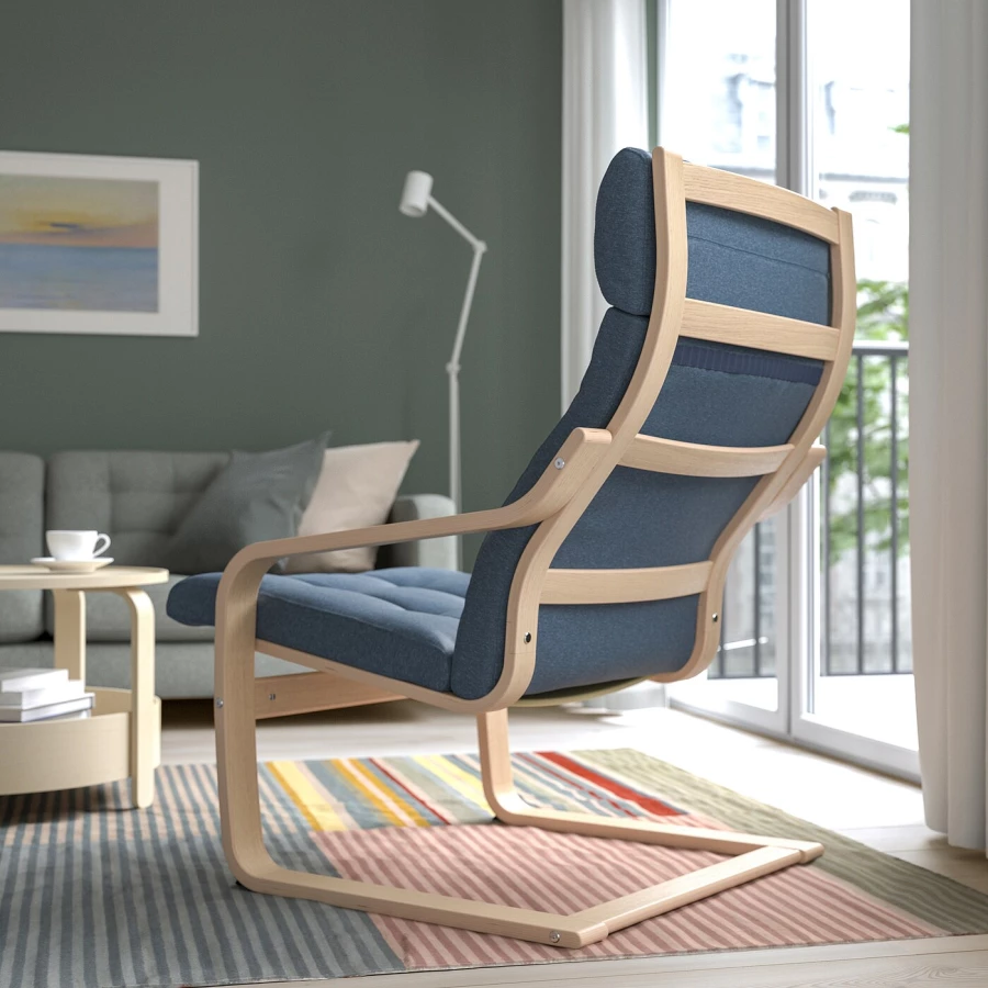 Кресло - IKEA POÄNG/POANG/ПОЭНГ ИКЕА, 68х82х100 см, тёмно-синий (изображение №3)