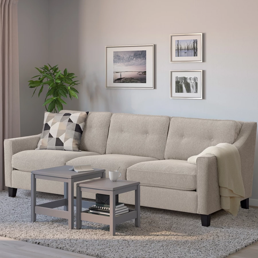 3-местный диван - IKEA FRÖSLÖV/FROSLOV, 92x227см, серый/светло-серый, ФРЕСЛЕВ ИКЕА (изображение №3)