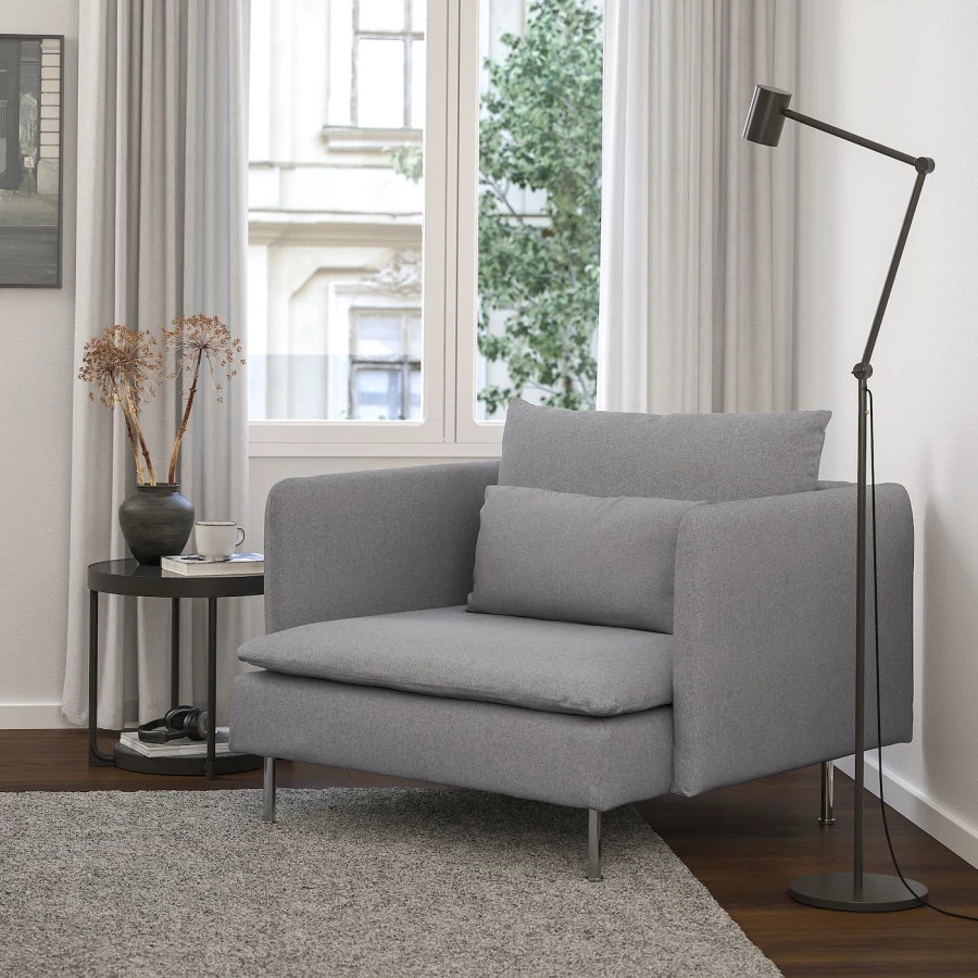 Кресло - IKEA SÖDERHAMN/SODERHAMN, 105х99х83 см, серый, СЁДЕРХАМН ИКЕА (изображение №2)