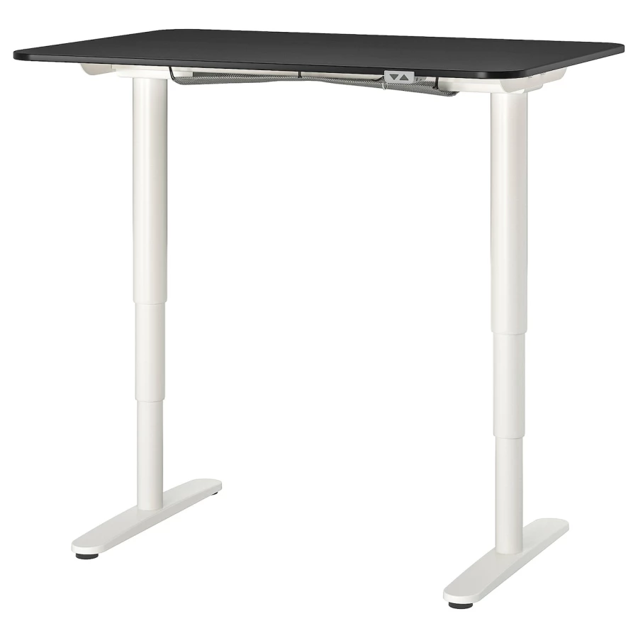 Письменный стол - IKEA BEKANT, 120х80х65-125 см, черный/белый, БЕКАНТ ИКЕА (изображение №1)