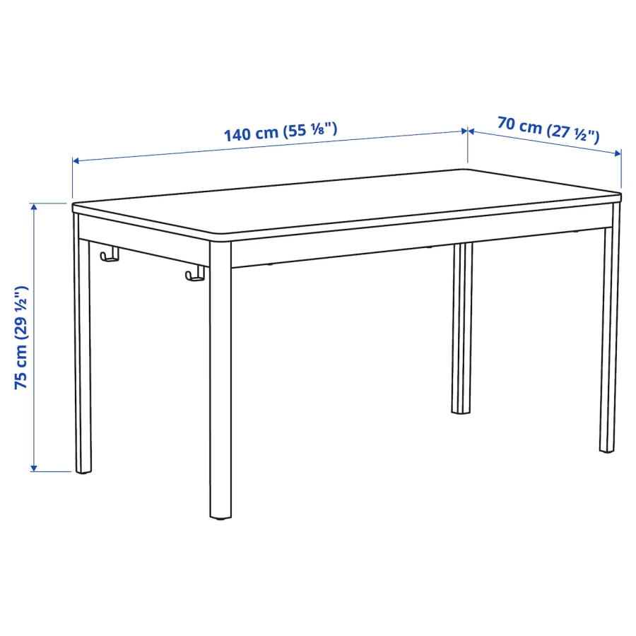 Письменный стол - IKEA IDÅSEN, 140х70 см, темно-серый/черный, ИДОСЕН ИКЕА (изображение №7)