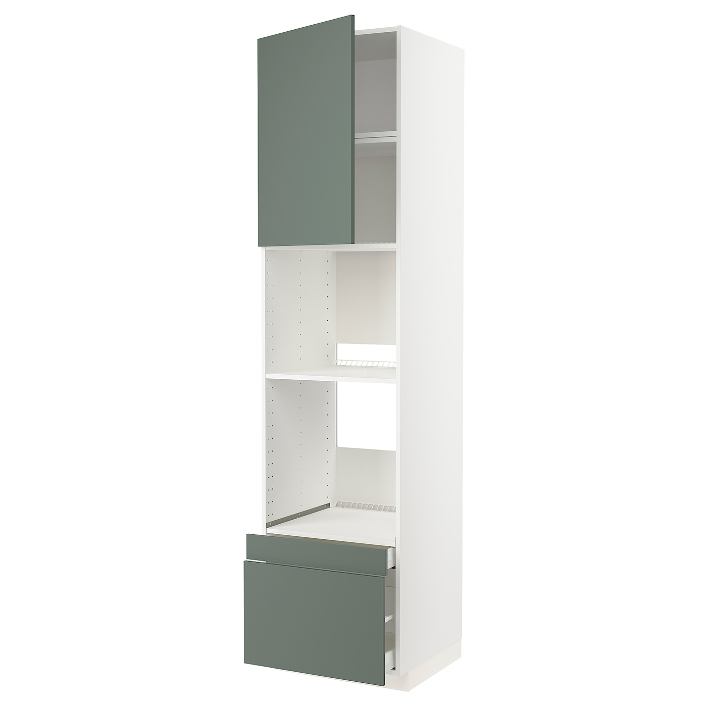 Высокий шкаф с ящиками - IKEA METOD/MAXIMERA/МЕТОД/МАКСИМЕРА ИКЕА, 240х60х60 см, белый/темно-зеленый