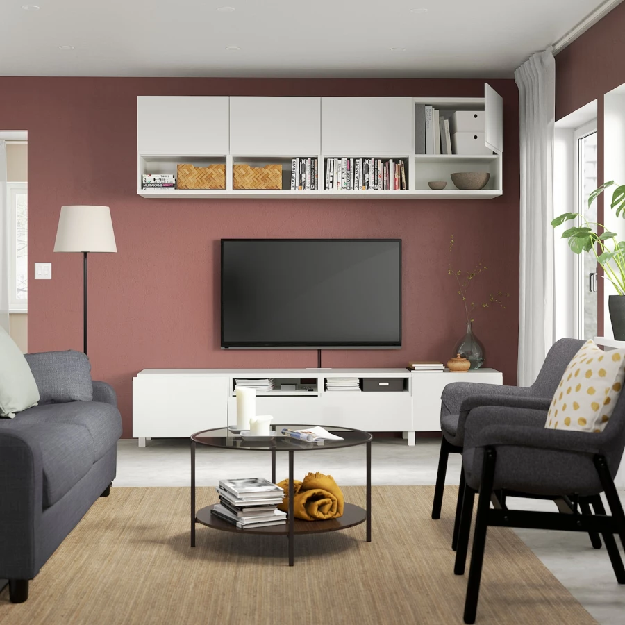 Комплект мебели д/гостиной  - IKEA BESTÅ/BESTA, 230x42x240см, белый, БЕСТО ИКЕА (изображение №2)