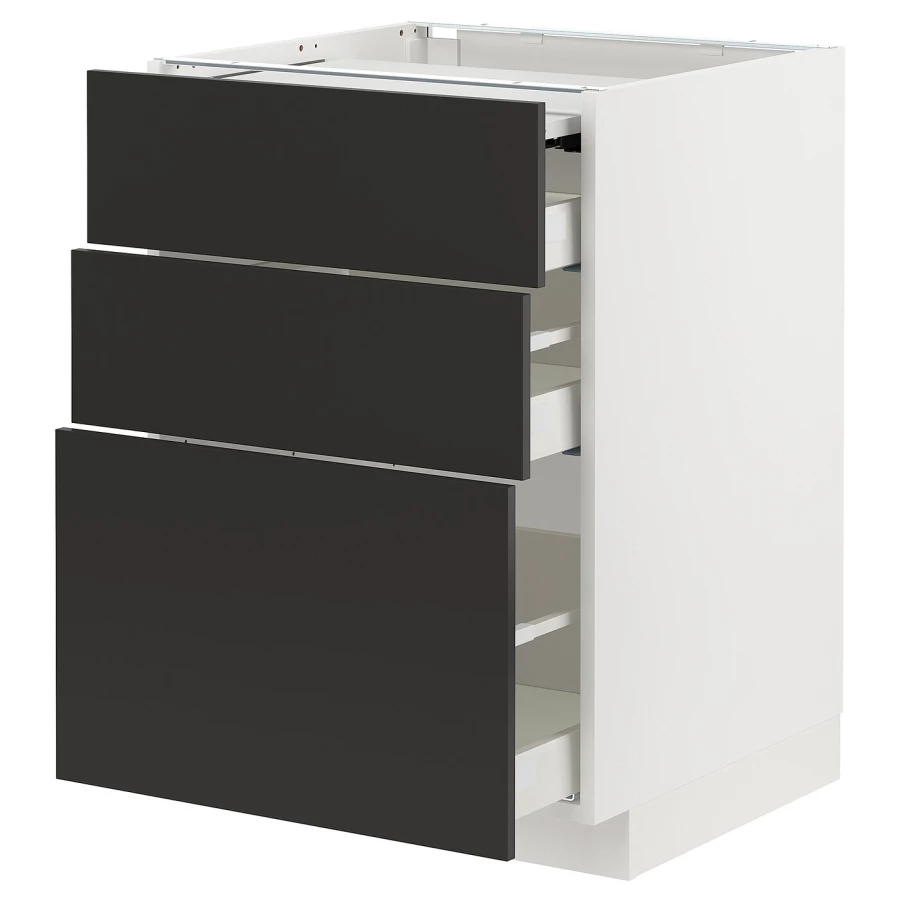 Напольный шкаф - METOD / MAXIMERA IKEA/ МЕТОД/ МАКСИМЕРА ИКЕА,  88х60 см, белый/черный (изображение №1)