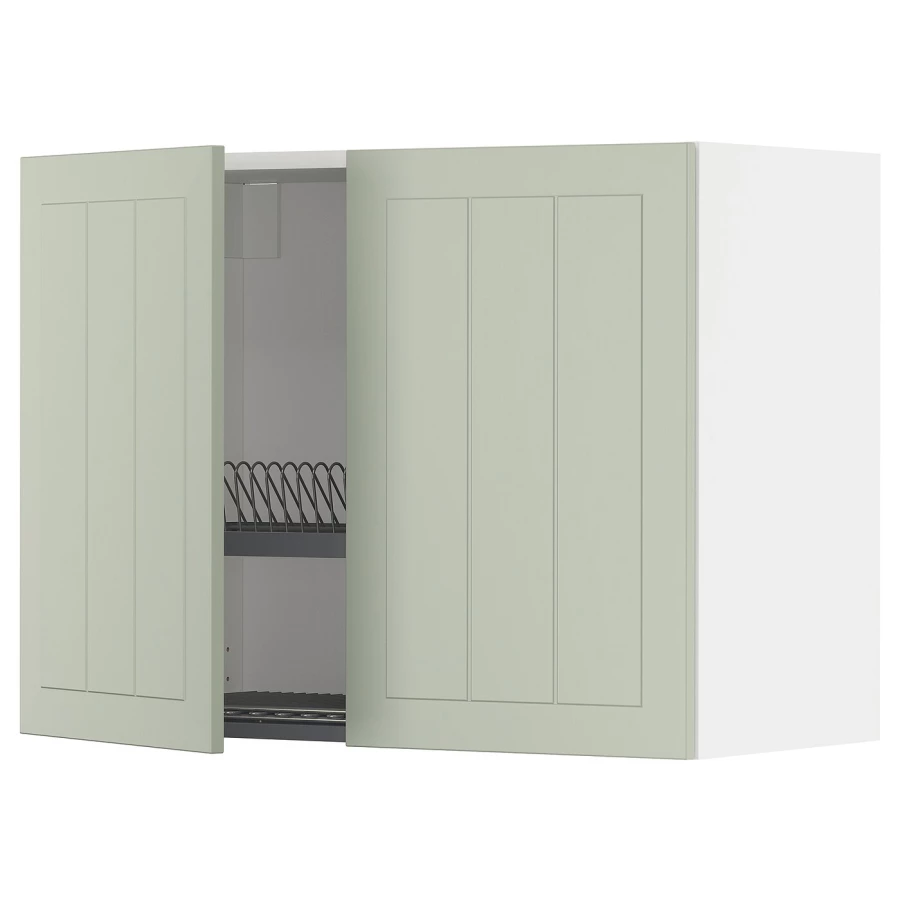 Навесной шкаф с сушилкой - METOD IKEA/ МЕТОД ИКЕА, 60х80 см, белый/зеленый (изображение №1)