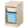 Шкаф с ящиком IKEA TROFAST/ТРУФАСТ ИКЕА, 34х44х52 см, под беленый дуб,белый/голубой