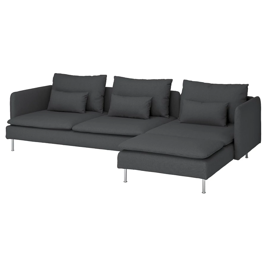 3-местный диван и шезлонг - IKEA SÖDERHAMN/SODERHAMN, 99x291см, серый, СЕДЕРХАМН ИКЕА (изображение №1)
