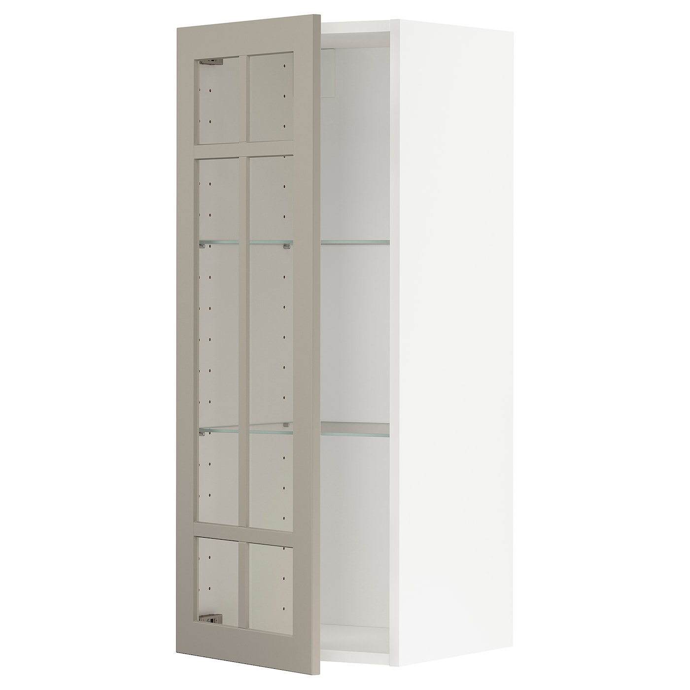 Шкаф со стеклянными дверцами  - METOD  IKEA/  МЕТОД ИКЕА, 100х40 см, белый/серый