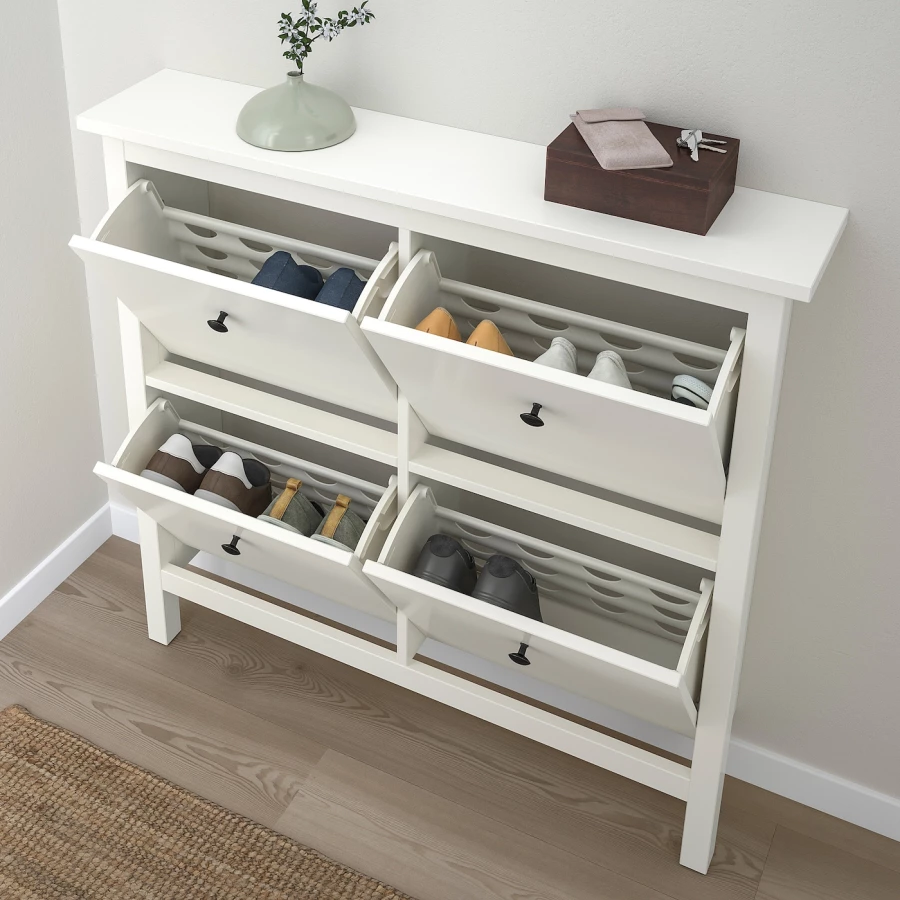 Обувной шкаф/хранение - IKEA HEMNES/ХЕМНЭС ИКЕА, 107x22x101 см, белый (изображение №3)