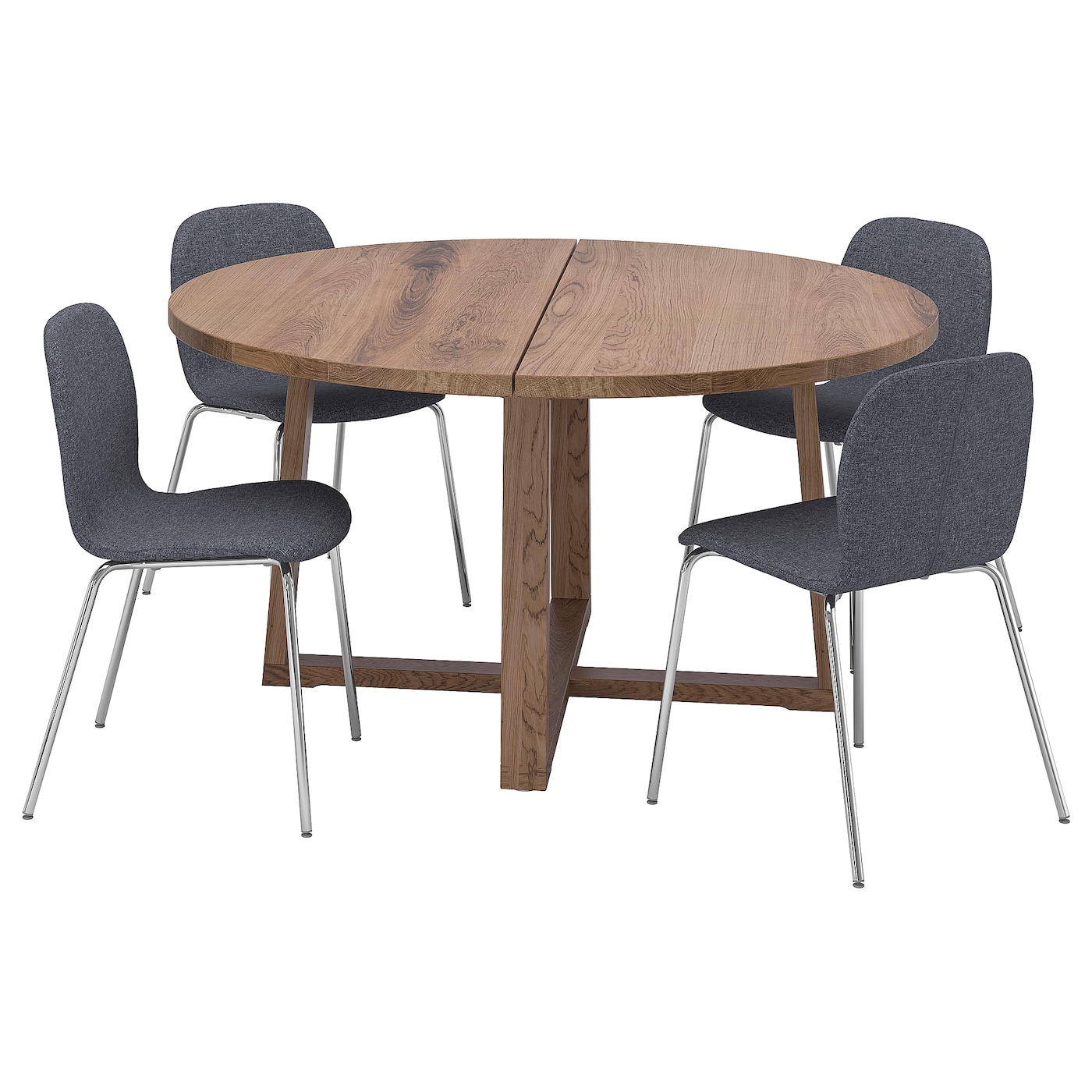 Стол и 4 стула - MÖRBYLÅNGA / KARLPETTER IKEA/ МЕРБИЛОНГА/КАРЛПЕТТР ИКЕА, 140 см, серый/коричневый