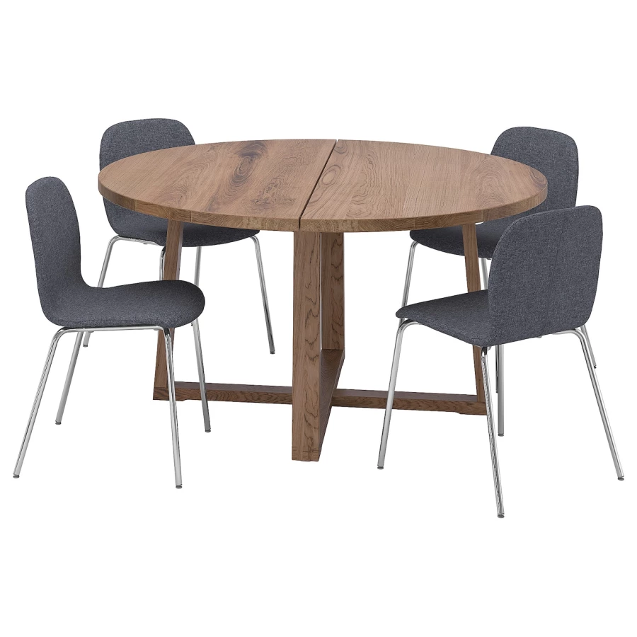 Стол и 4 стула - MÖRBYLÅNGA / KARLPETTER IKEA/ МЕРБИЛОНГА/КАРЛПЕТТР ИКЕА, 140 см, серый/коричневый (изображение №1)