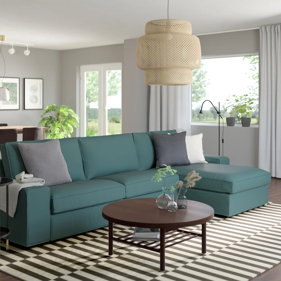 3-местный диван и шезлонг - IKEA KIVIK, 83x95/163x318см, синий, КИВИК ИКЕАЕА (изображение №2)