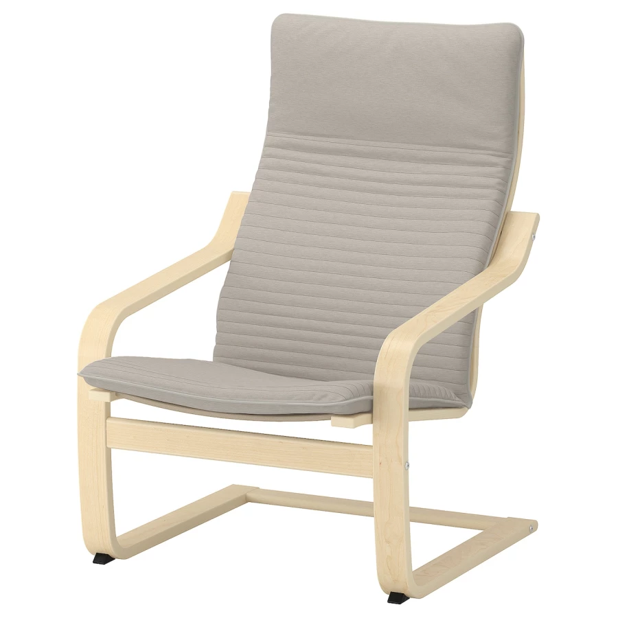Кресло-качалка и табурет для ног - IKEA POÄNG/POANG/ПОЭНГ ИКЕА, 68х82х100 см, серый (изображение №2)