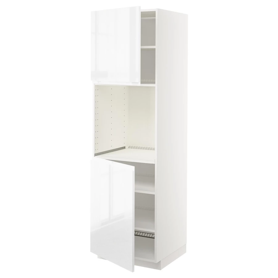 Высокий кухонный шкаф с полками - IKEA METOD/МЕТОД ИКЕА, 200х60х60 см, белый глянцевый (изображение №1)