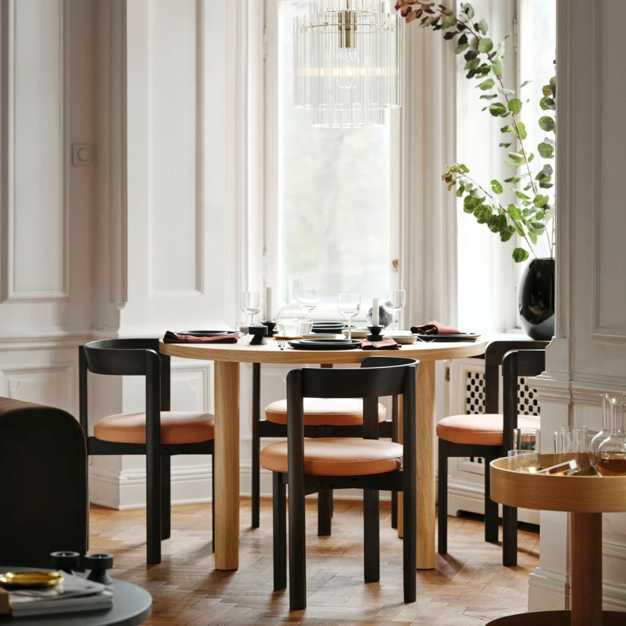 Стол и 4 стула с подлокотниками-IKEA  STOCKHOLM 2025 /СТОКГОЛЬМ 2025, 115 cm,коричневый (изображение №2)