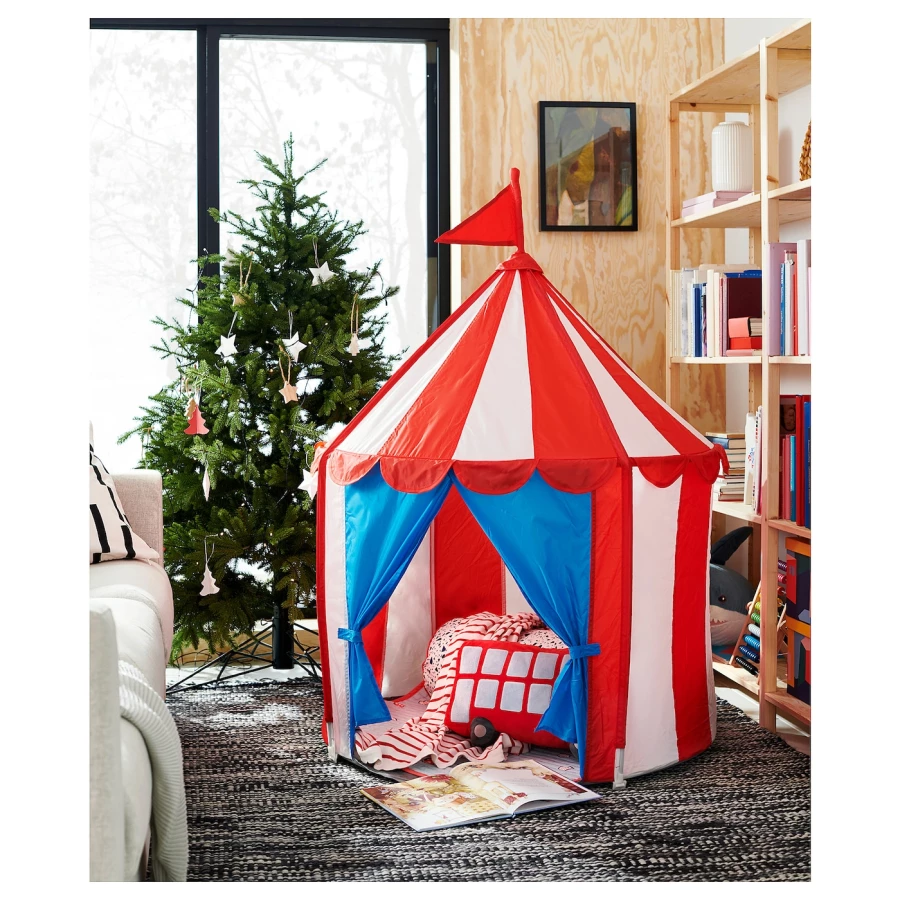 Детская палатка - IKEA CIRKUSTALT/CIRKUSTÄLT, 100х120 см, красный/белый/синий ЦИРКУСТЭЛЬТ ИКЕА (изображение №3)