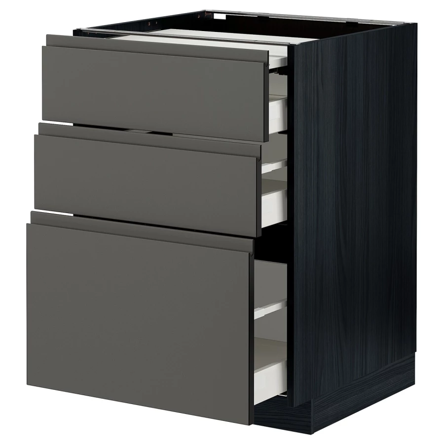 Напольный шкаф - IKEA METOD MAXIMERA, 88x62x60см, черный/серый, МЕТОД МАКСИМЕРА ИКЕА (изображение №1)
