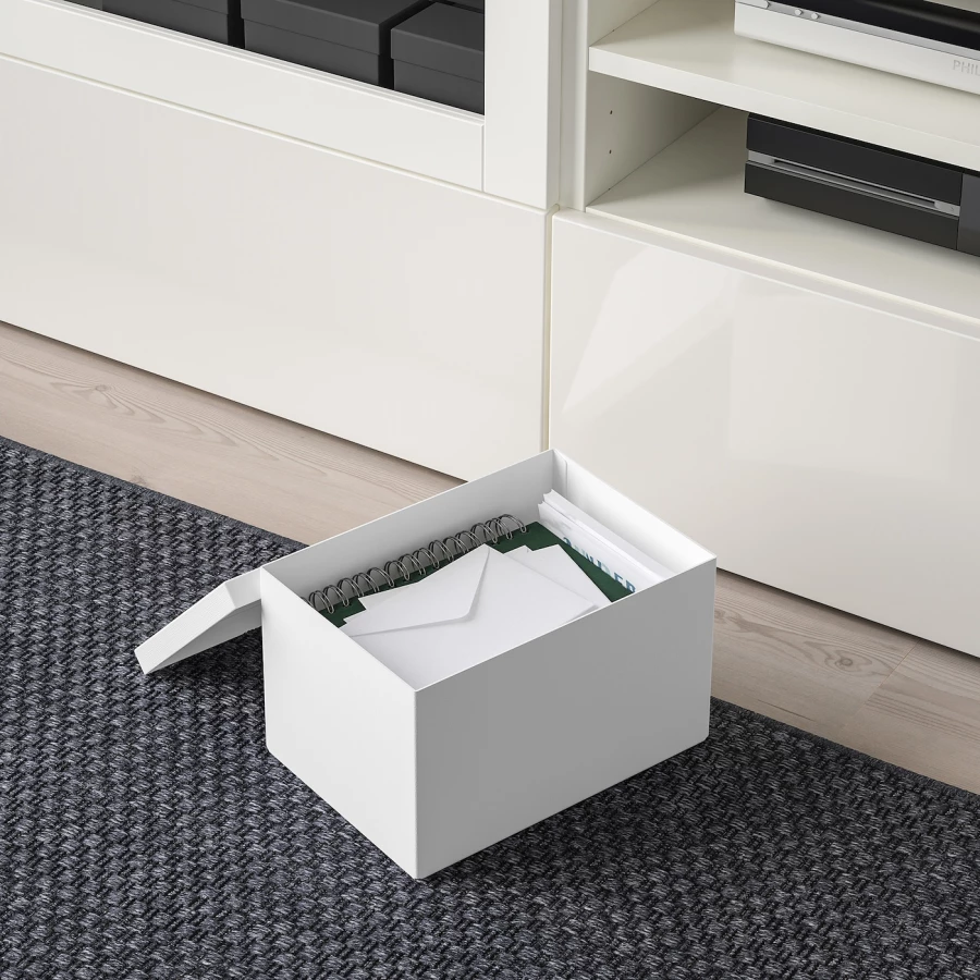 Коробка с крышкой - TJENA IKEA/ ТЬЕНА ИКЕА ,18х25х15 см,  белый (изображение №5)