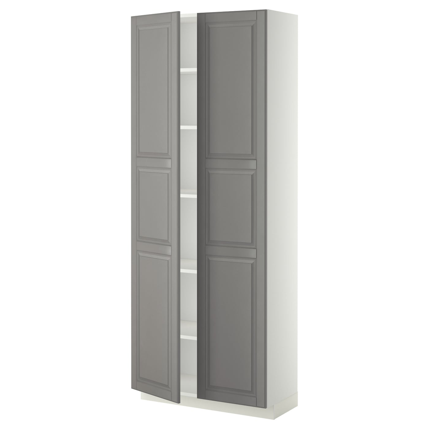 Высокий шкаф - IKEA METOD/МЕТОД ИКЕА, 200х37х80 см, белый/серый