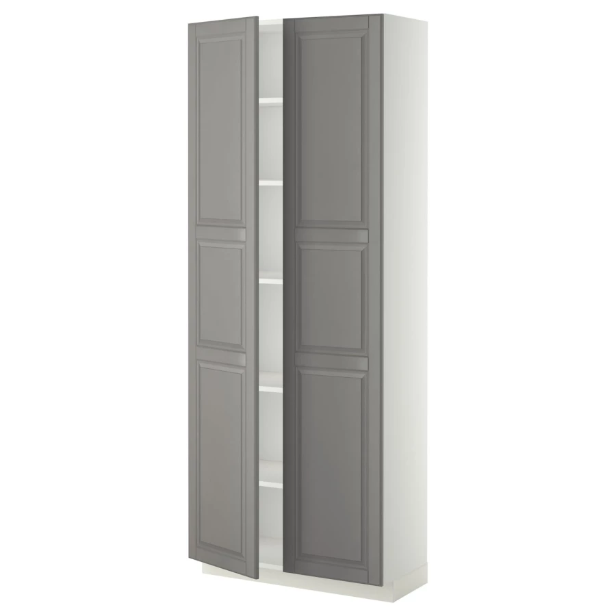 Высокий шкаф - IKEA METOD/МЕТОД ИКЕА, 200х37х80 см, белый/серый (изображение №1)