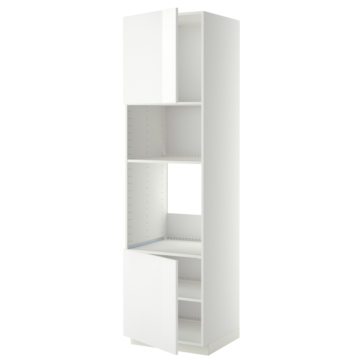 Кухонный шкаф-пенал - IKEA METOD/МЕТОД ИКЕА, 220х60х60 см, белый глянцевый